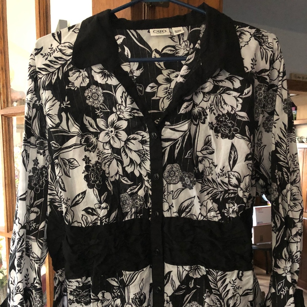 Cato Black and White Flowered Tunic